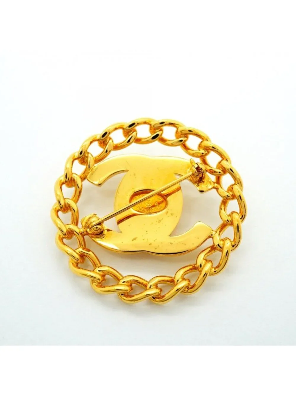Chanel Brooch Vintage CC Logo Turnlock Gold Plated